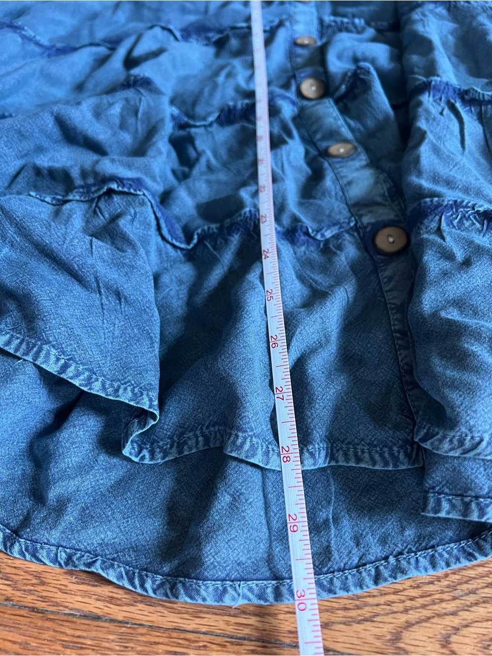Mlle Gabrielle Blue Tiered Button-Front Midi Skirt - Picture 11 of 13